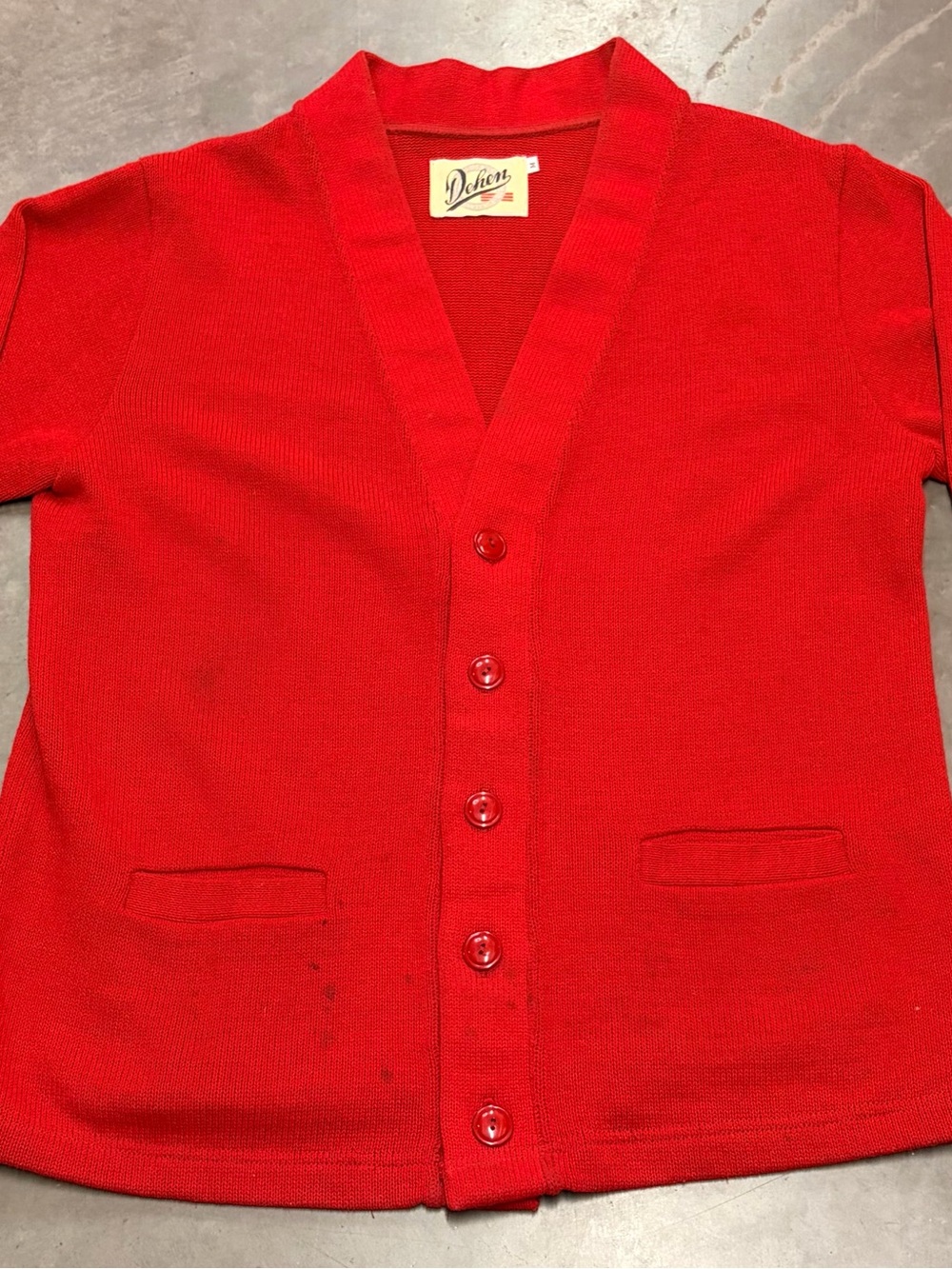 Vintage Red Men's Button-Front Cardigan by Dehon